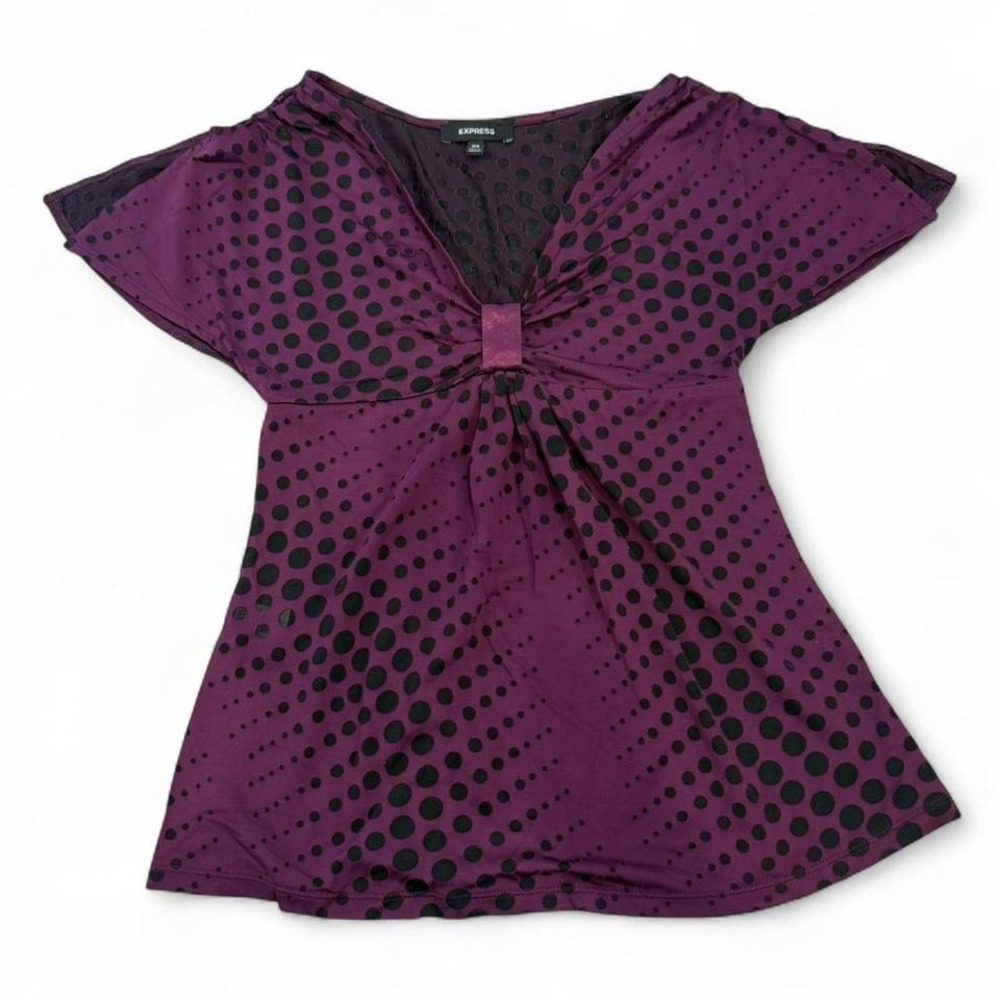 Y2K Express Whimsygoth Top XS Purple Polka Dot Alt Grunge